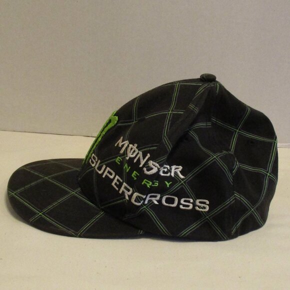 Monster Energy Men Small Black Green White Graphic Fitted Hat - Picture 4 of 8